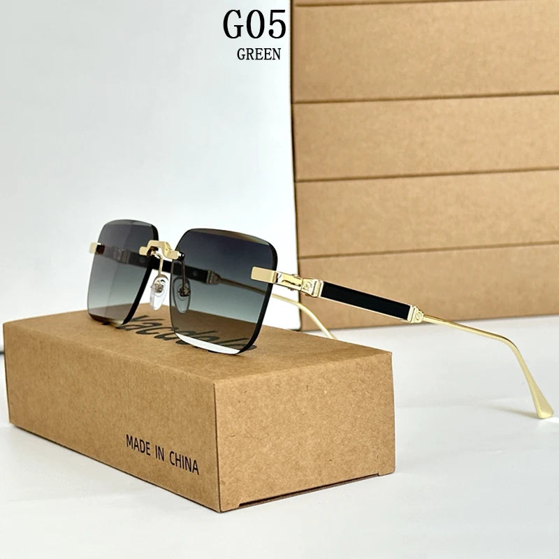 New 2024 Rimless Sunglasses Women Trendy Luxury Vintage Square Sunglasses for Men Fashion Glasses Lunette Soleil Femme Zonnebril