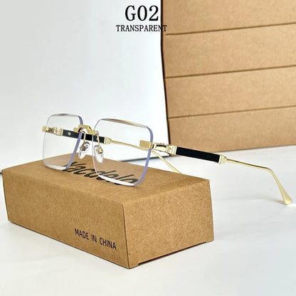 New 2024 Rimless Sunglasses Women Trendy Luxury Vintage Square Sunglasses for Men Fashion Glasses Lunette Soleil Femme Zonnebril